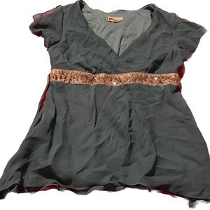 Teal blouse with sequins